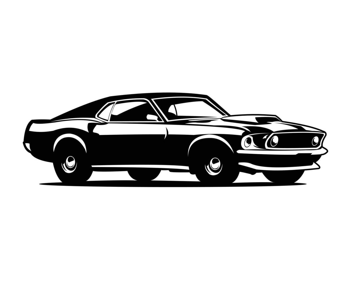 muscle car silueta logo vector concepto insignia emblema aislado