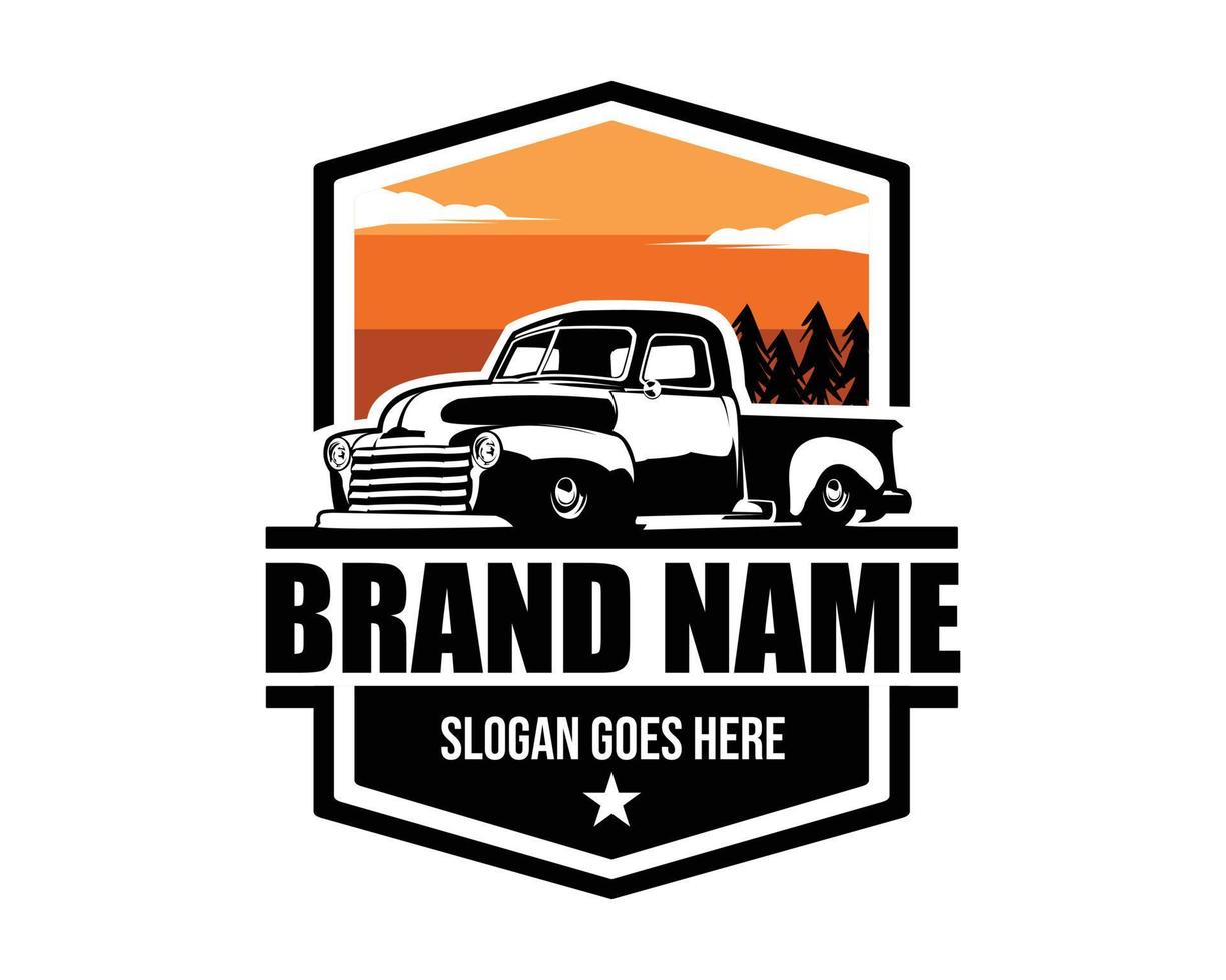 old classic truck silhouette logo showing white background isolated to the side. premium quality truck design vector illustration.