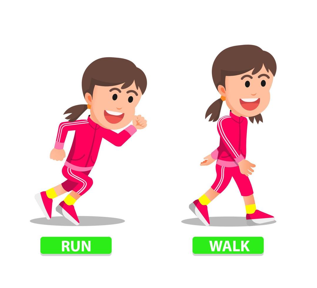 happy little girl with walking and running movements vector