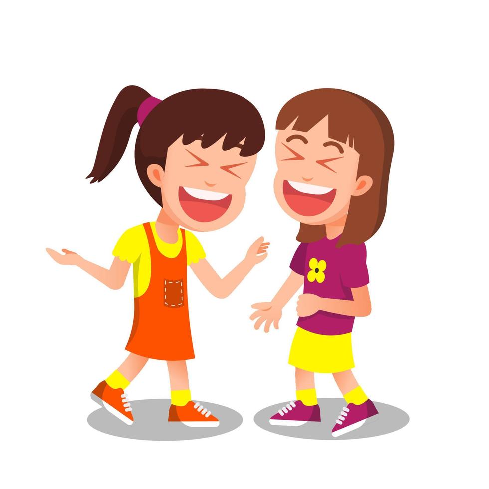 the little girls who burst into laughter together vector