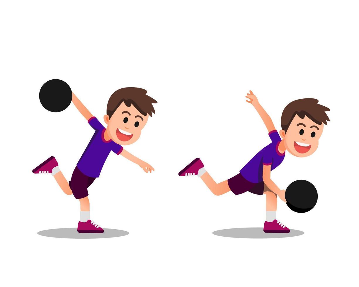 boy with some moves while playing bowling vector