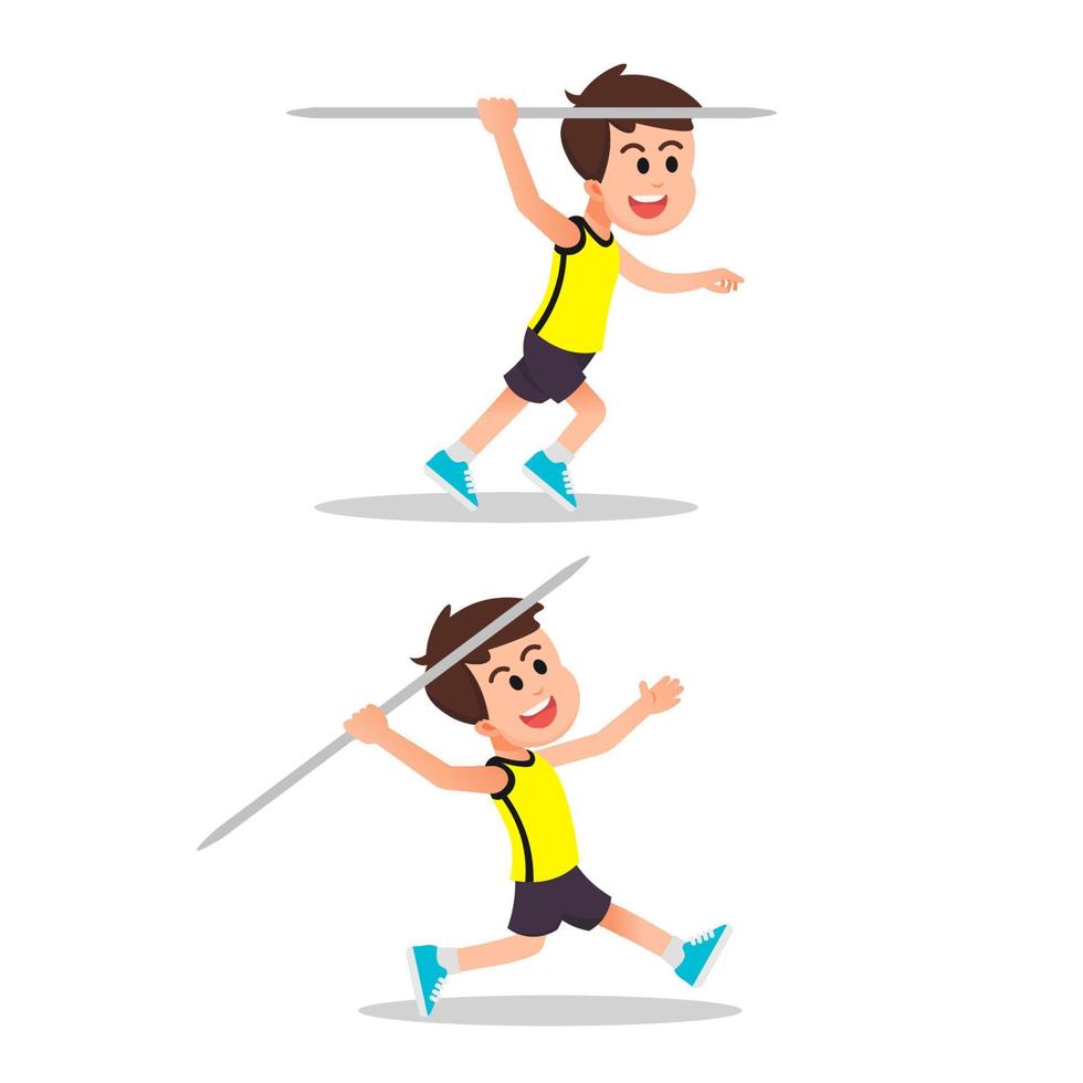 a boy with a javelin throwing motion vector