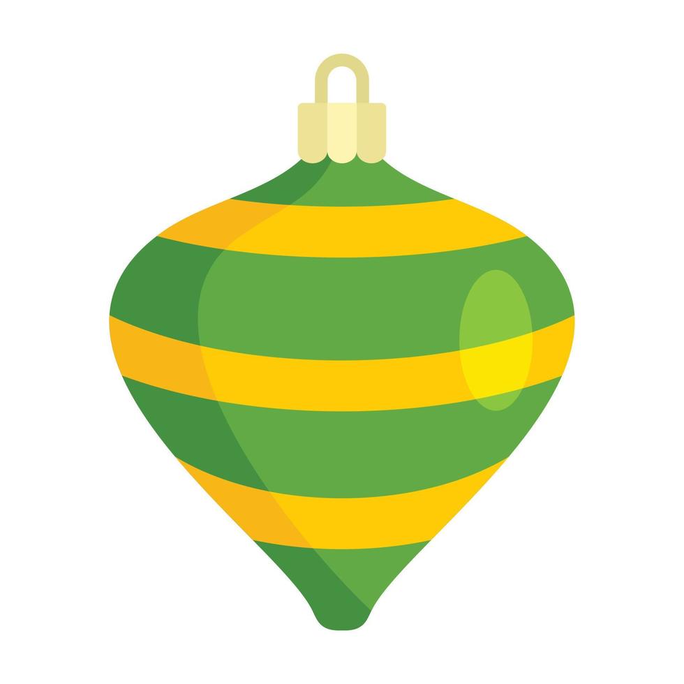 Striped xmas toy icon, flat style vector