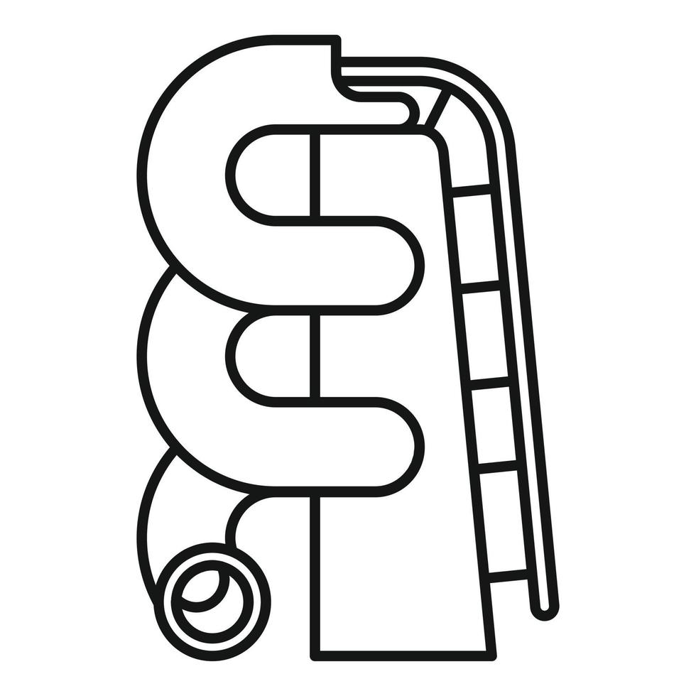 Plastic waterpark pipe icon, outline style vector