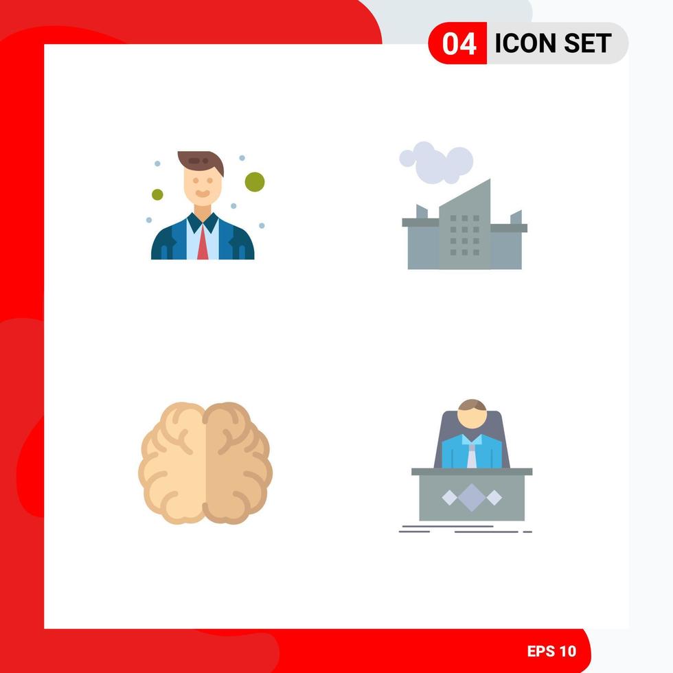 4 Universal Flat Icon Signs Symbols of officer education police landscape knowledge Editable Vector Design Elements