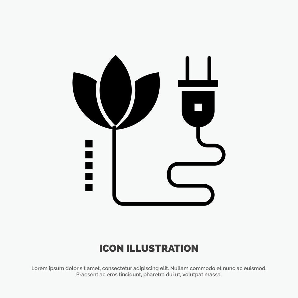 Biomass Energy Cable Plug solid Glyph Icon vector