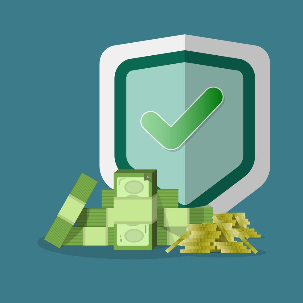 financial security. deposit banking savings concept icon. Financial insurance guaranteed money protection, cash investment secures safety. Vector Illustration