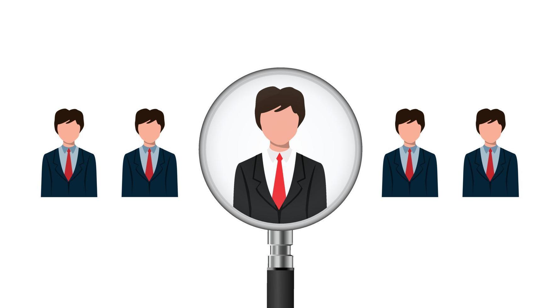 Selection and search employee leader. Human resource management and recruitment employment business concept. Recruiting talented leaders. with copy space for business design. vector illustration