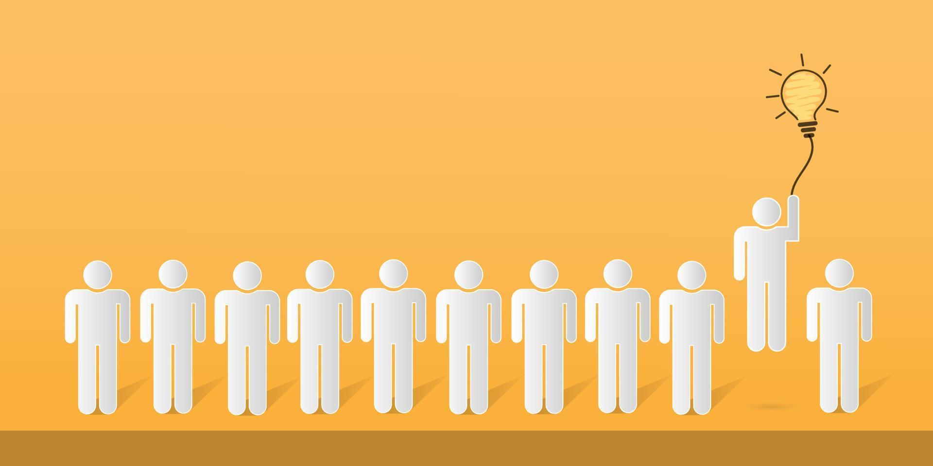 Selection of people based on smart ideas. Row of human icons and
