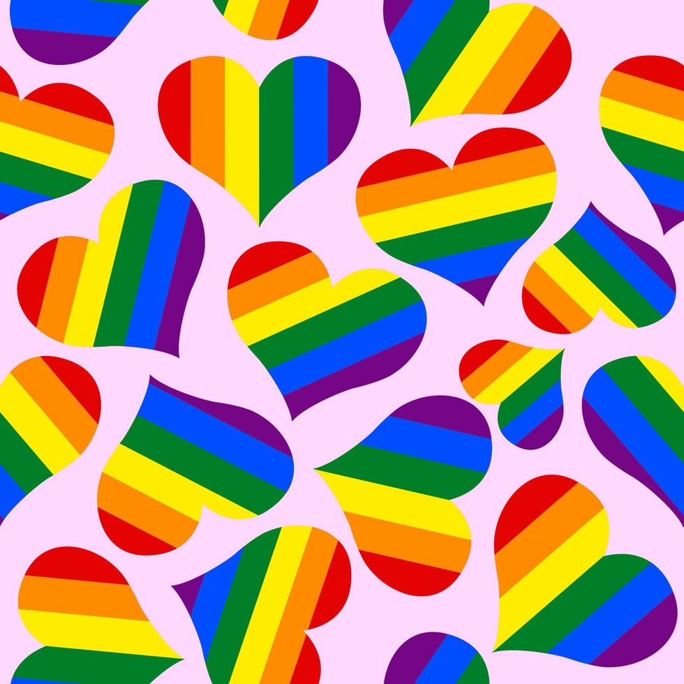 Rainbow heart shape, seamless background. LGBTQIA concept, rainbow background Colorful abstract patterns. vector illustration