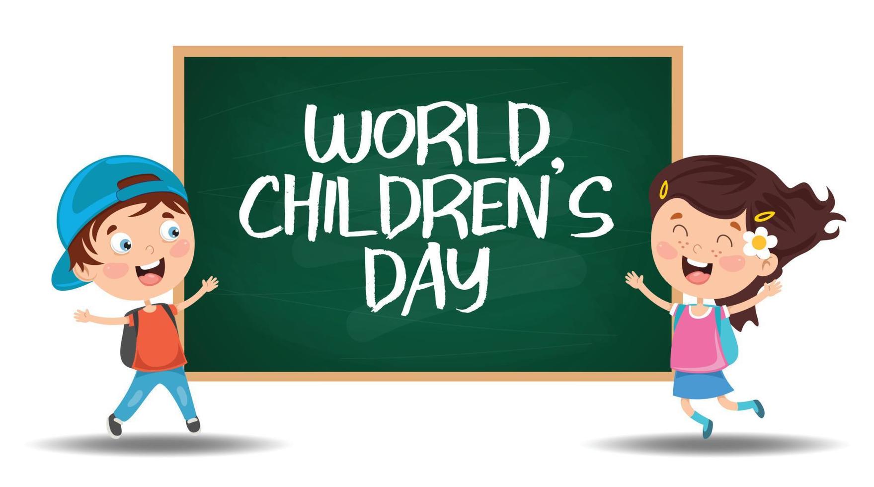 Happy Children's Day concept with chalkboard and kids cartoon. It is