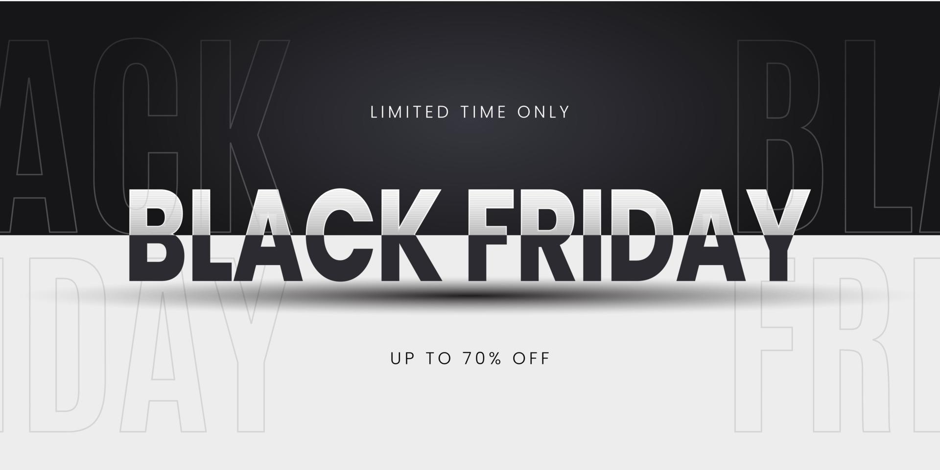 Black Friday Sale banner. Modern minimal design with black and white typography. Template for promotion, advertising, web, social and fashion ads. eps 10. vector