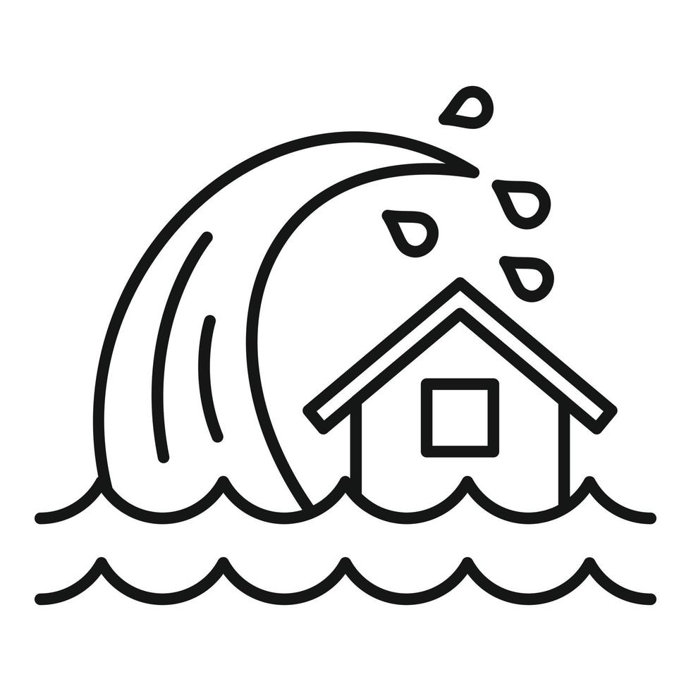 Tsunami wave icon, outline style vector