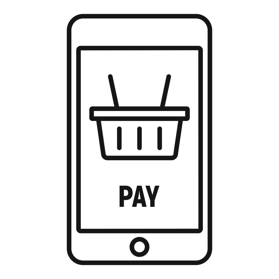 Online smartphone pay icon, outline style vector