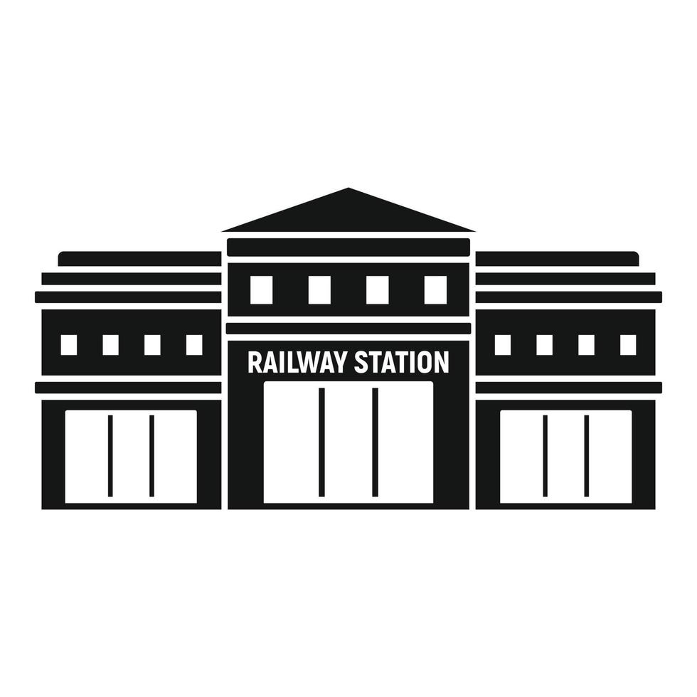 Railway station icon, simple style vector