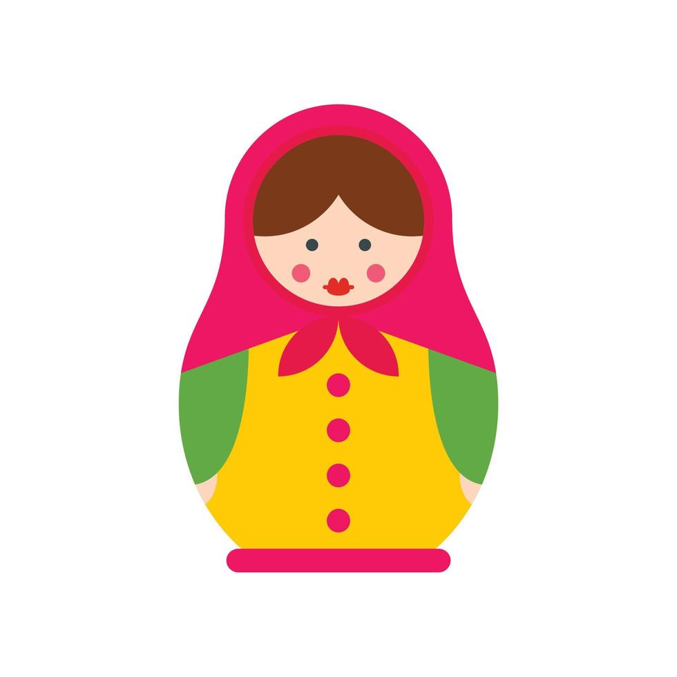 icono de muñeca de anidamiento hecho a mano, estilo plano vector