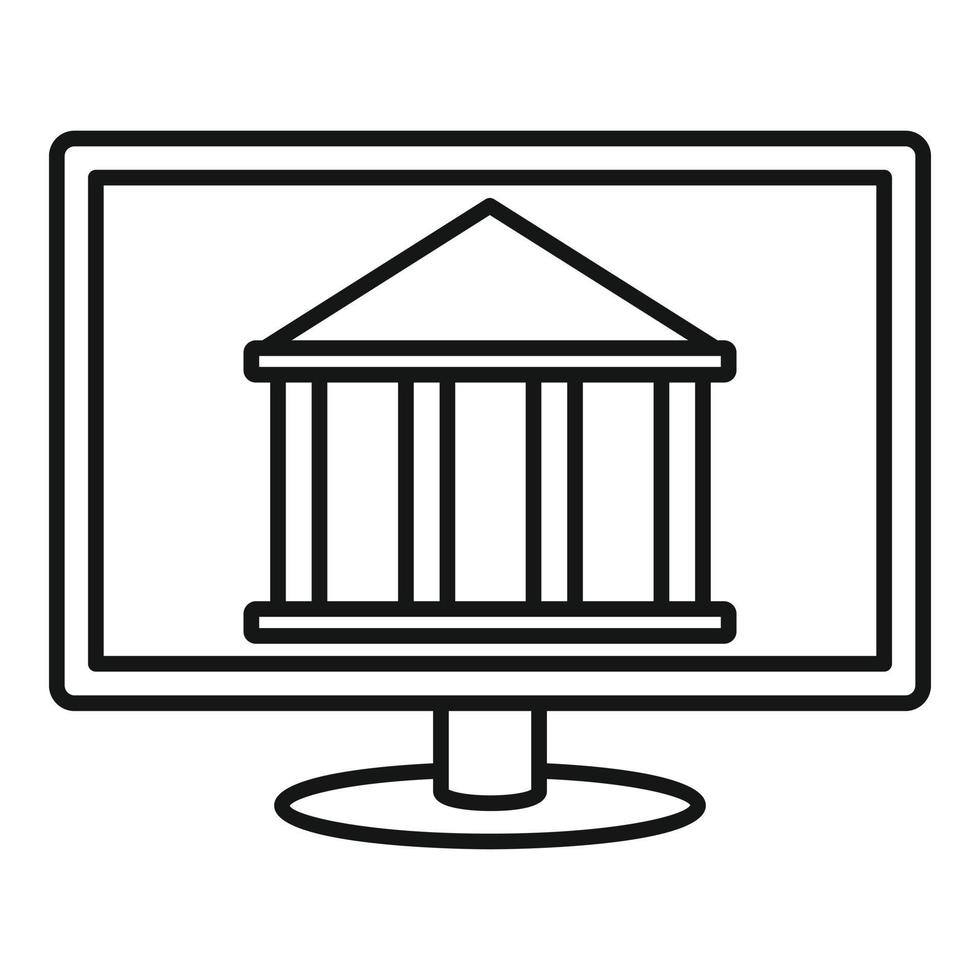 Internet bank building icon, outline style vector