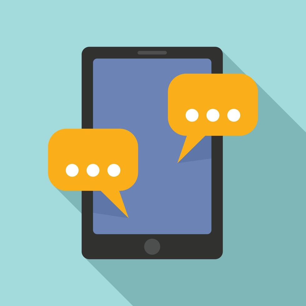 Tablet sms chat icon, flat style vector