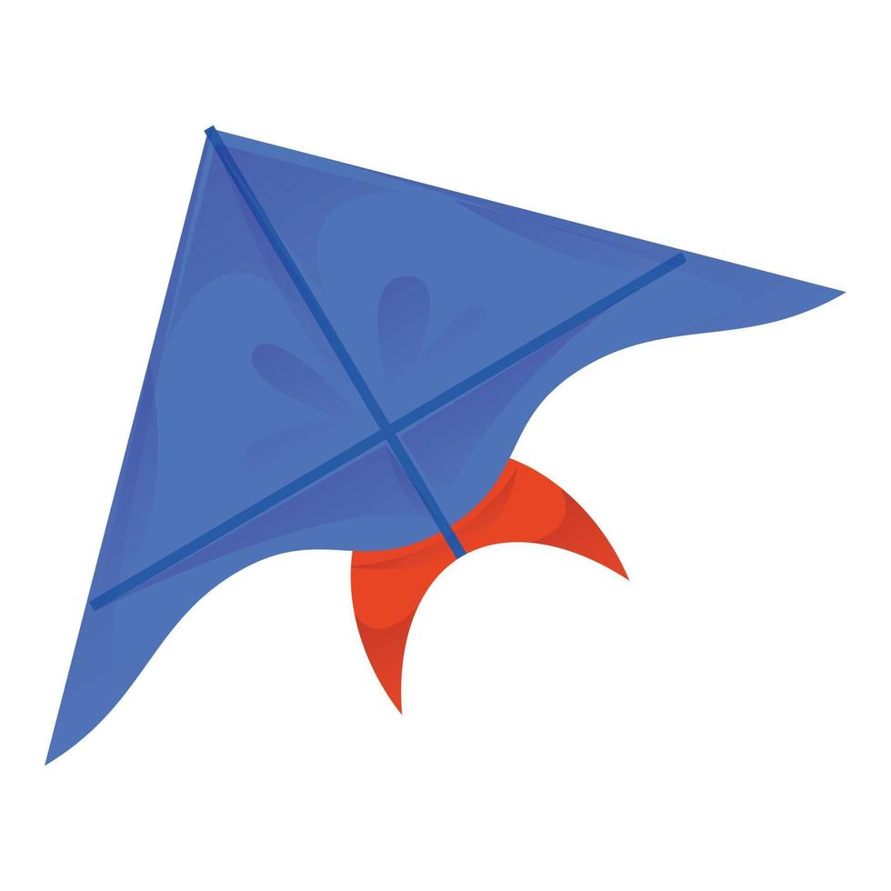 Blue kite icon, cartoon style vector