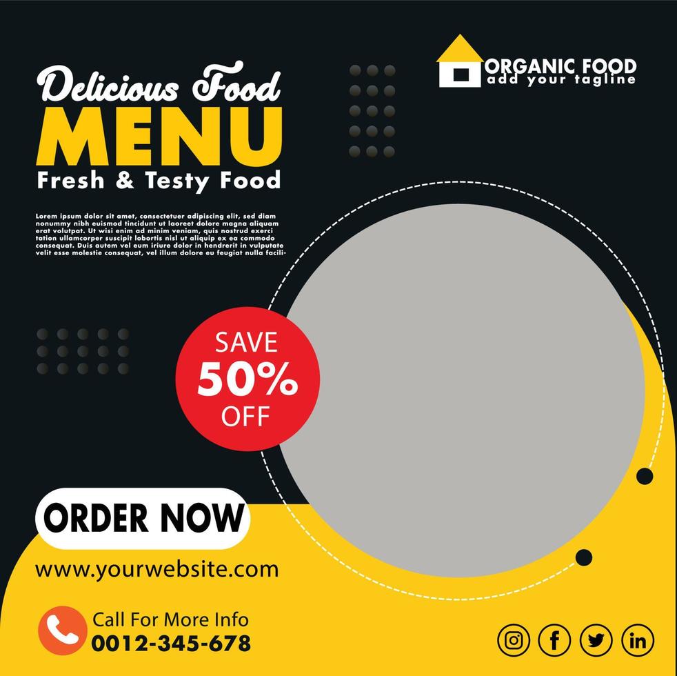 Premium Quality Food Menu Social Media Post design template vector