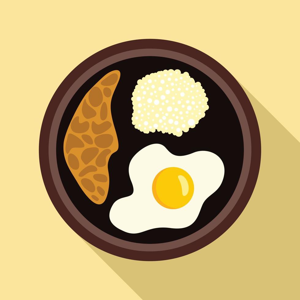 icono de comida tailandesa de huevo frito, estilo plano vector