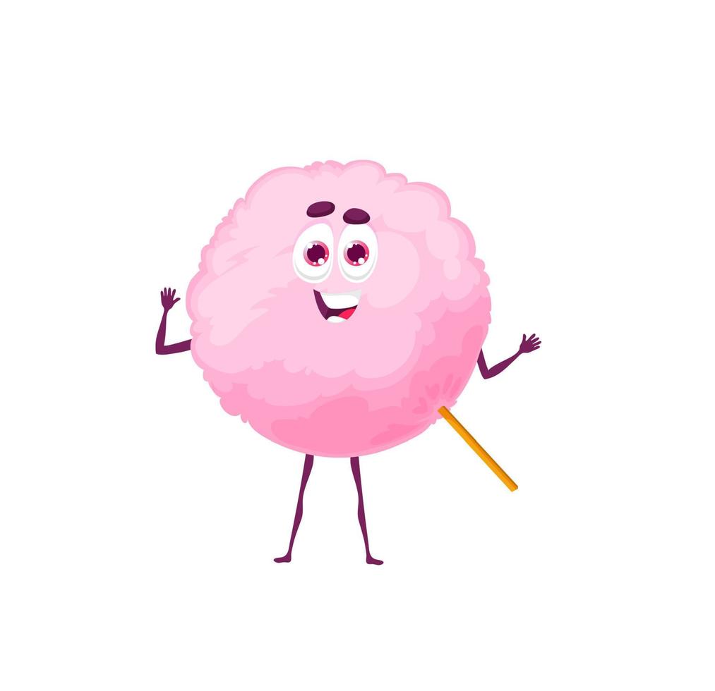 Cartoon pinky candy floss character, candy cotton vector