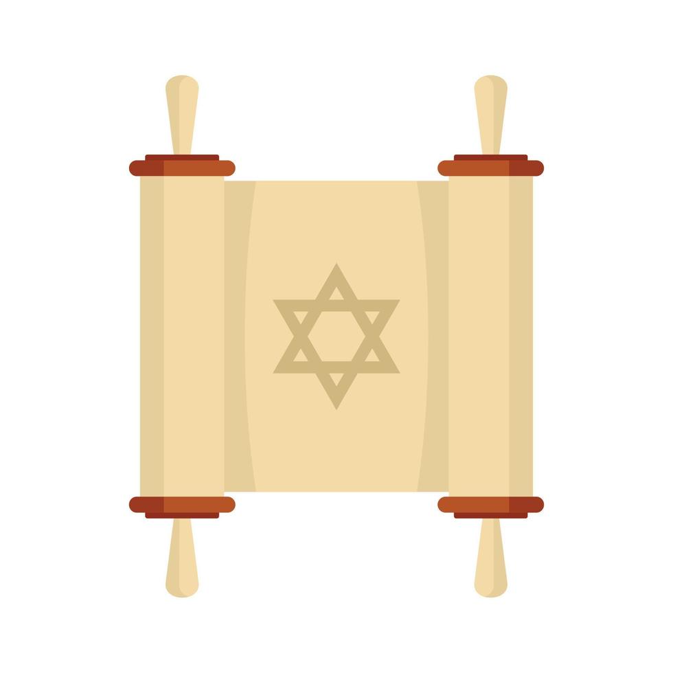 Torah papyrus icon, flat style vector