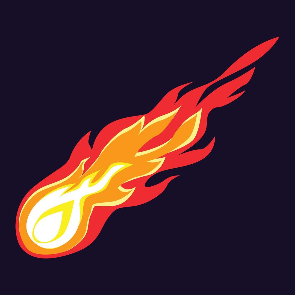 Flying meteorite icon, cartoon style vector