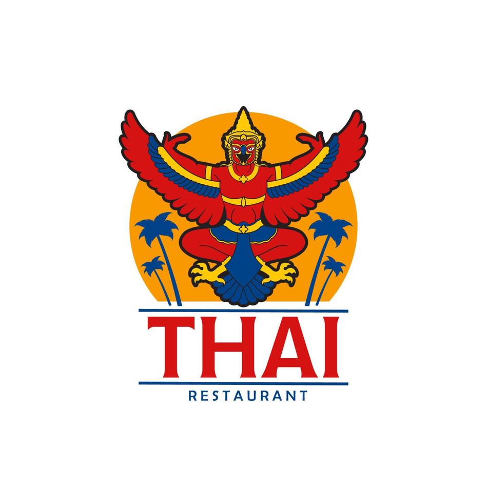 Thailand cuisine food restaurant icon with Garuda vector