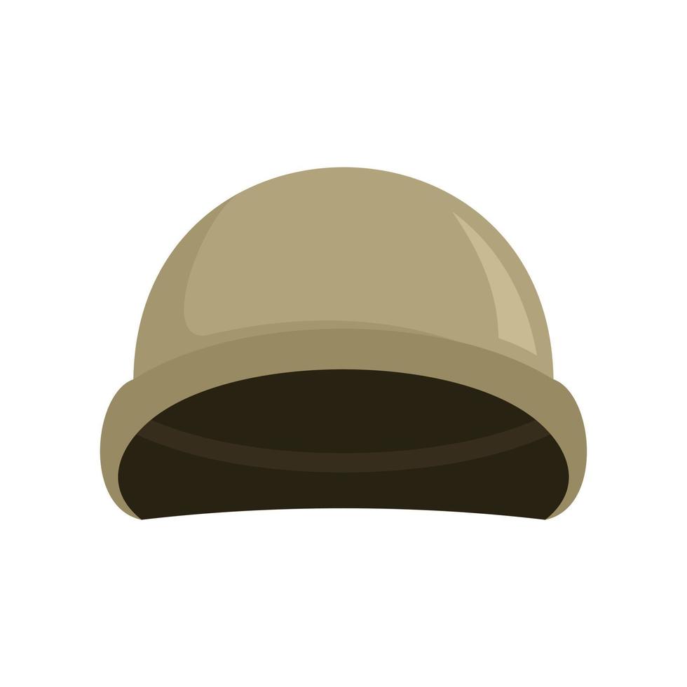 icono de casco de soldado, tipo plano vector