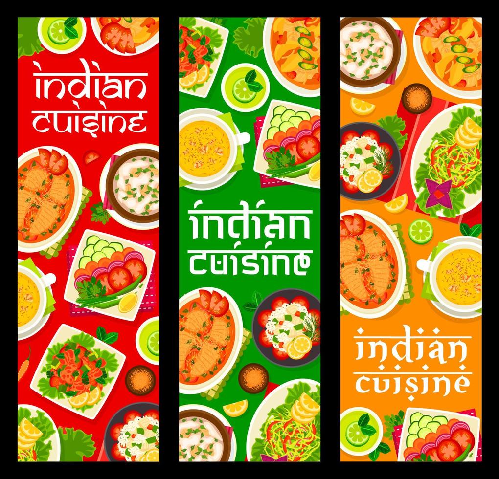 Indian cuisine restaurant meals vector banners