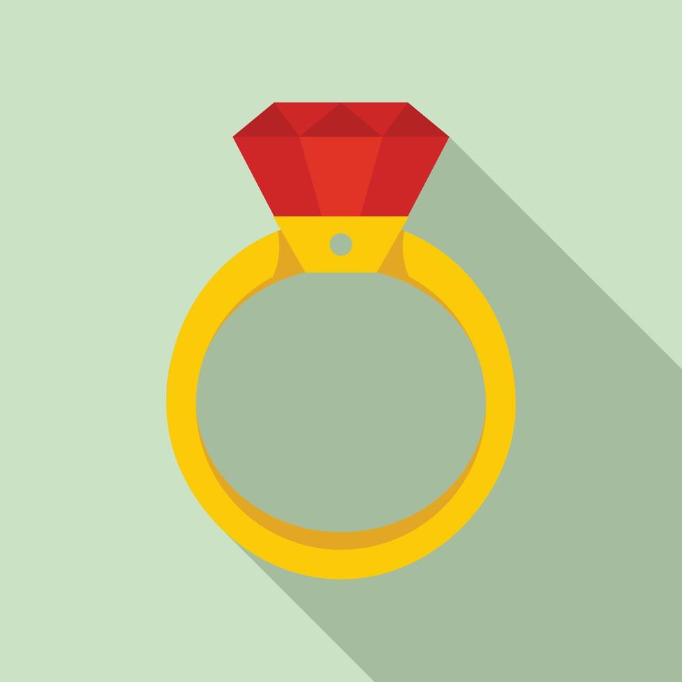Gold diamond ring icon, flat style vector