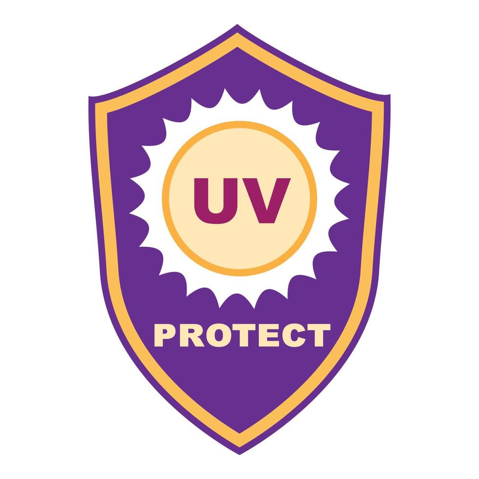 Uv shield protect icon, cartoon style vector