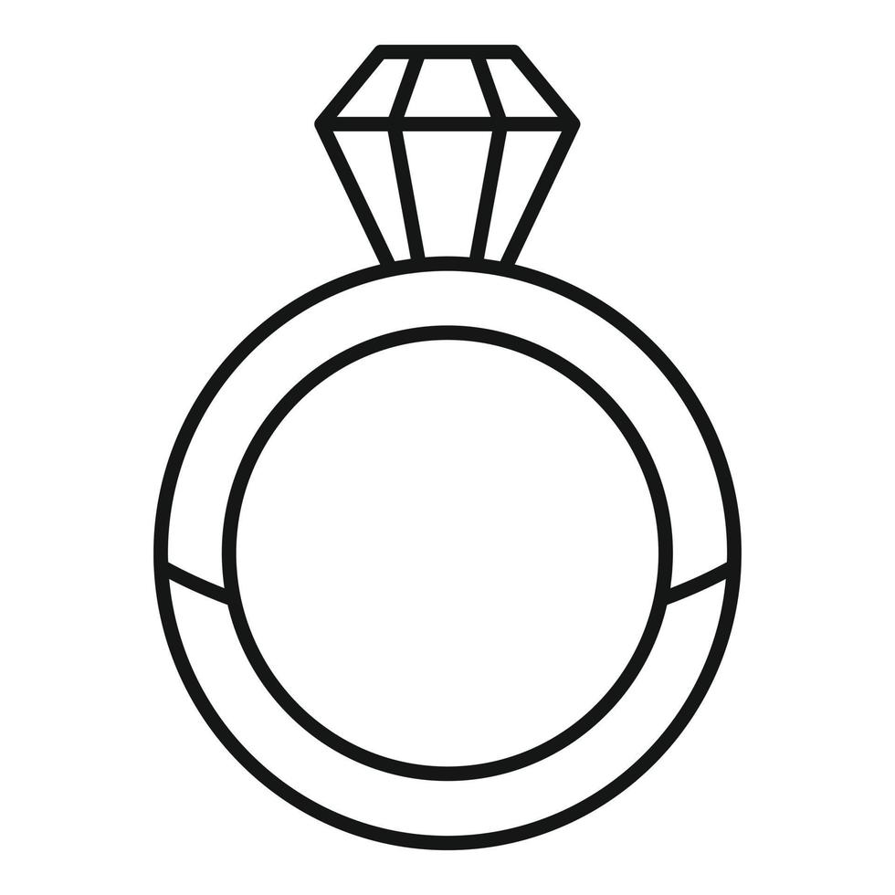 Luxury diamond ring icon, outline style vector