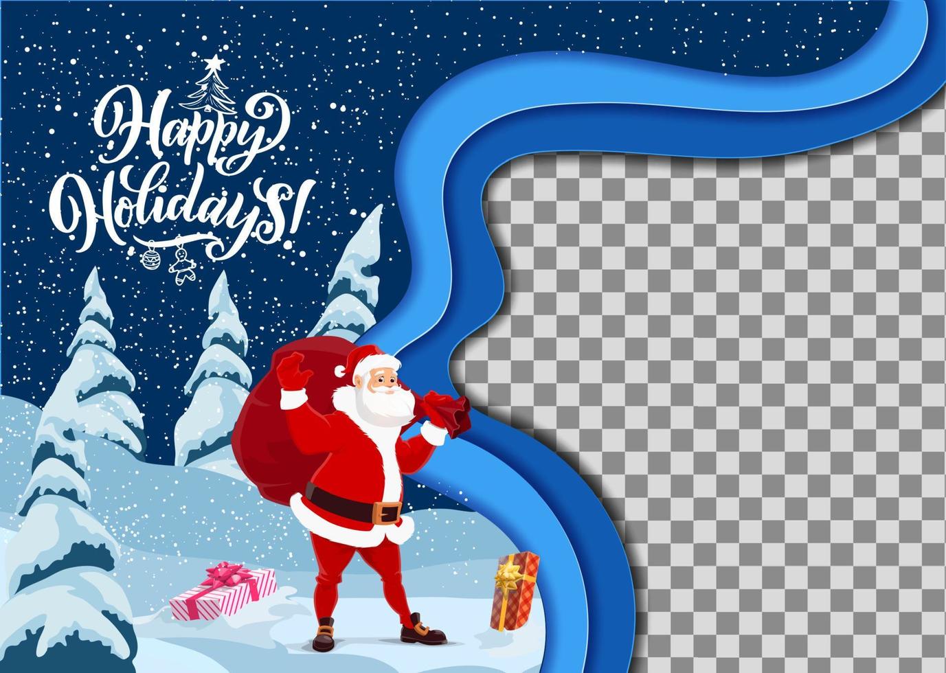 Christmas paper cut cartoon Santa and free area vector