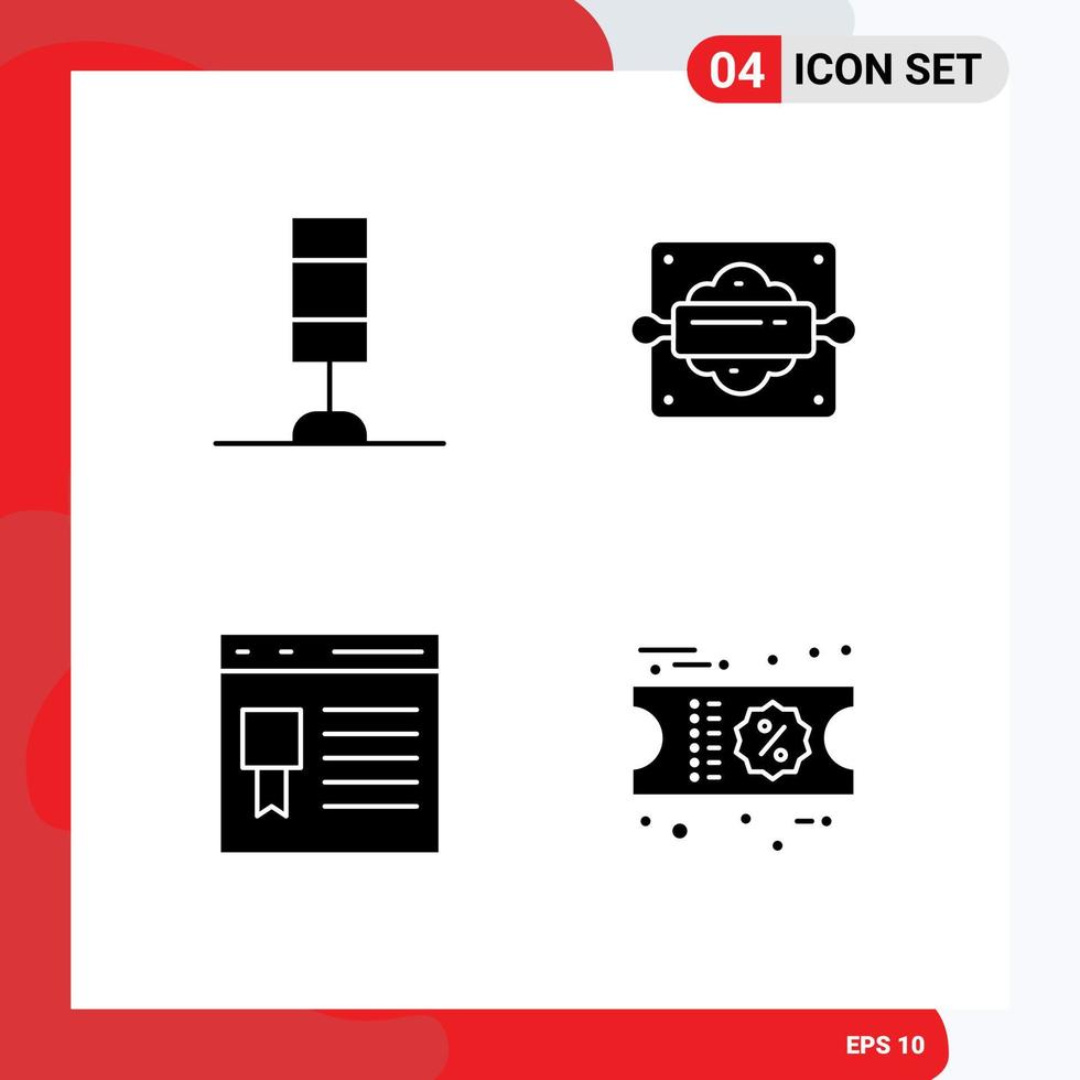 Pack of creative Solid Glyphs of interior development bakery bread rolling pin website Editable Vector Design Elements