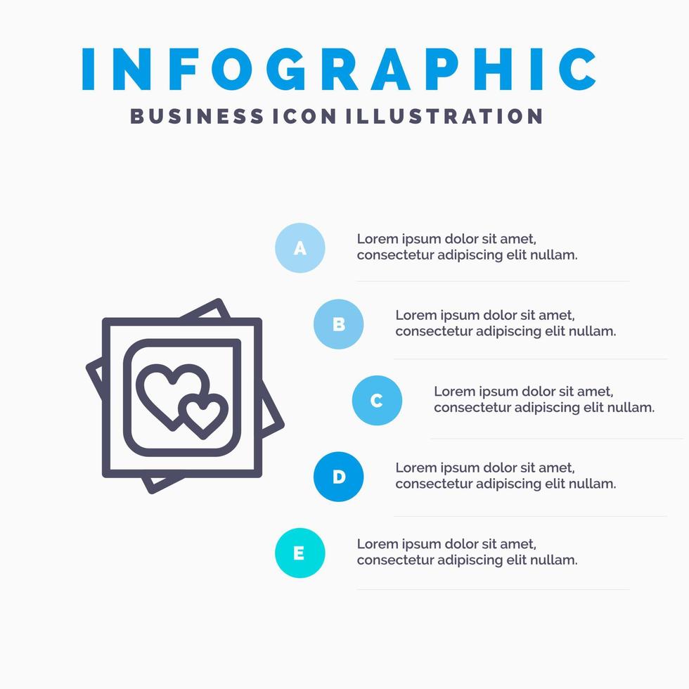 Card Heart Love Marriage Card Proposal Line icon with 5 steps presentation infographics Background vector