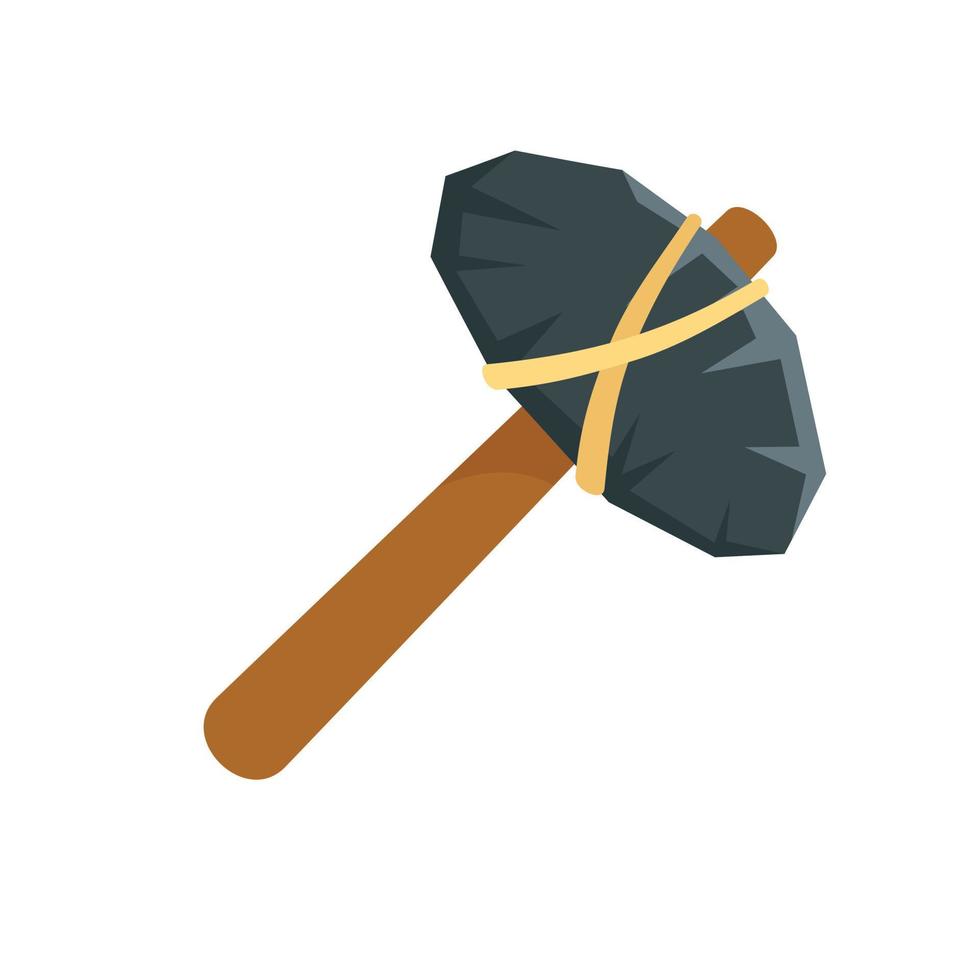 antiguo icono de martillo de piedra, estilo plano vector