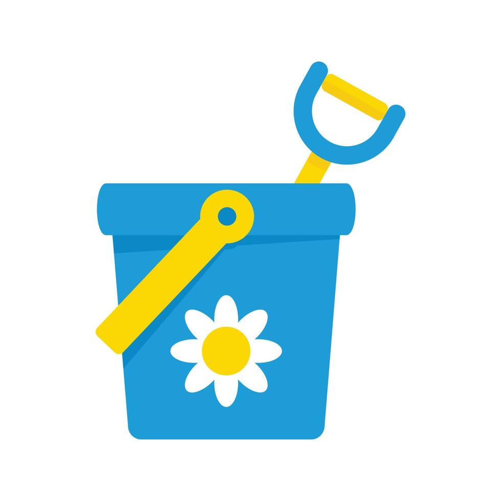 Toy bucket shovel icon, flat style vector