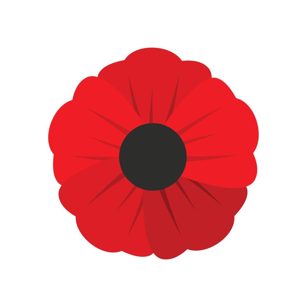 Garden poppy flower icon, flat style vector