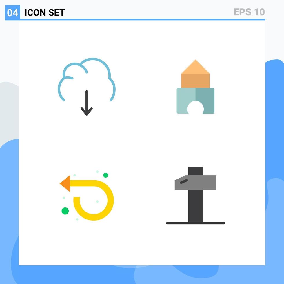 4 Universal Flat Icons Set for Web and Mobile Applications cloud forward multimedia constructor left Editable Vector Design Elements