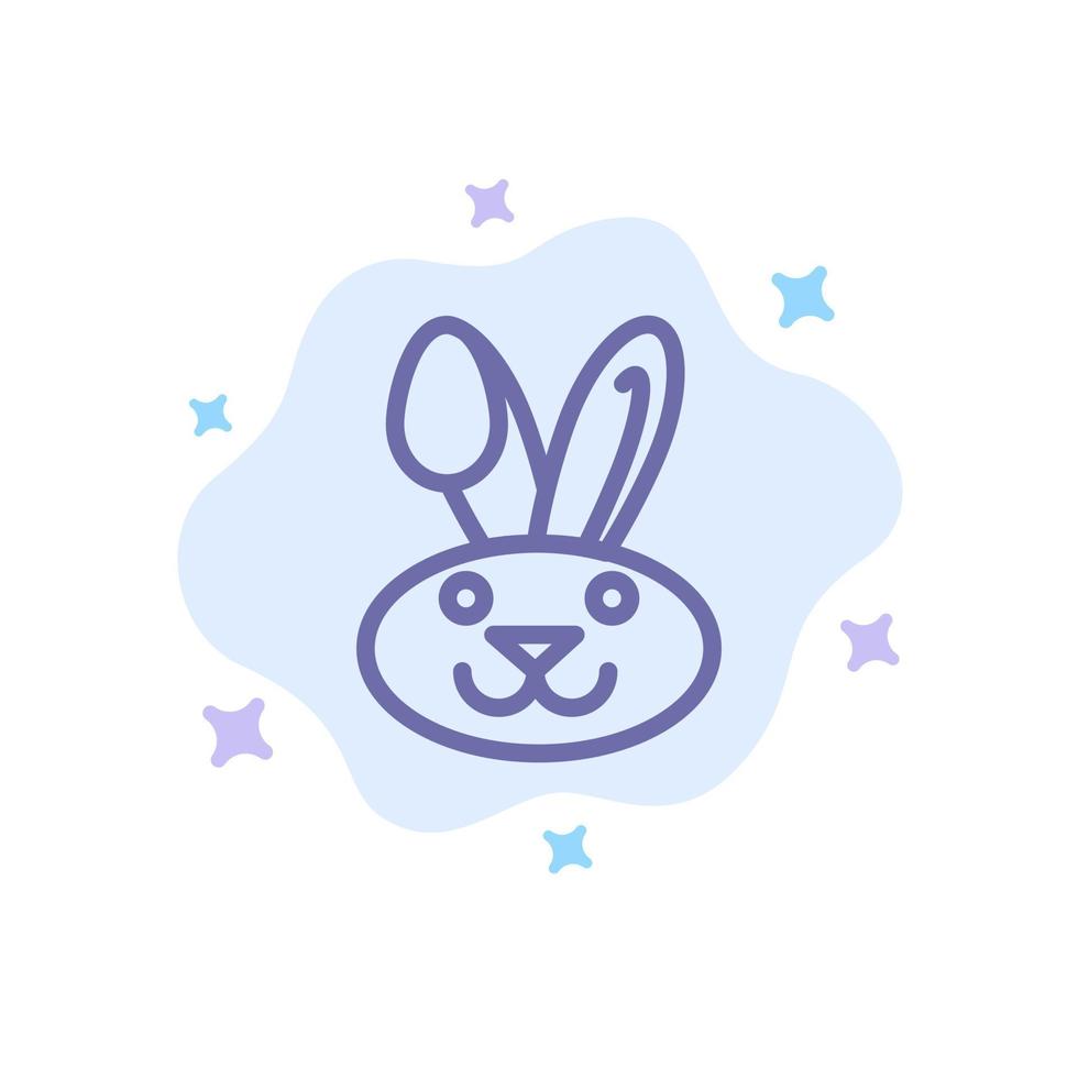 Bunny Easter Rabbit Blue Icon on Abstract Cloud Background vector
