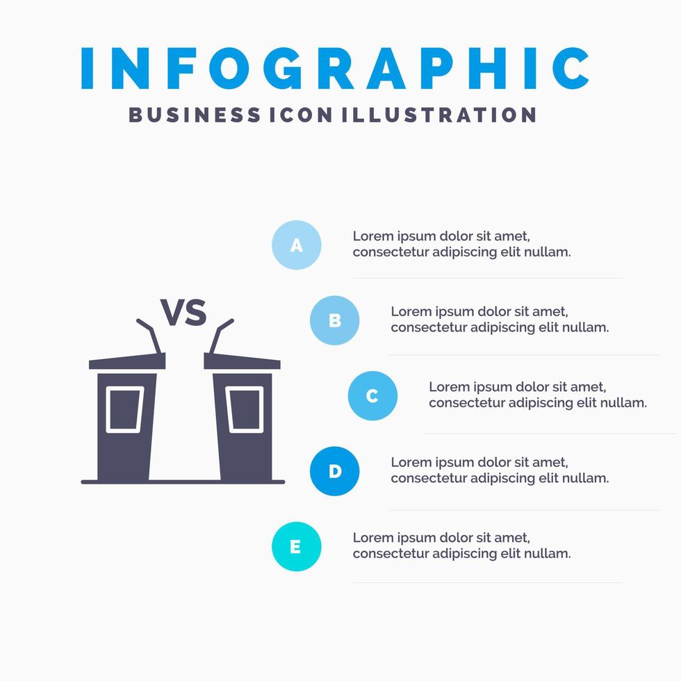 Debate Democracy Election Politician Speaker Solid Icon Infographics 5 Steps Presentation Background vector