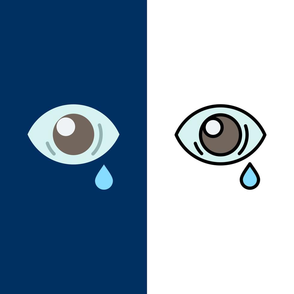 Eye Droop Eye Sad  Icons Flat and Line Filled Icon Set Vector Blue Background