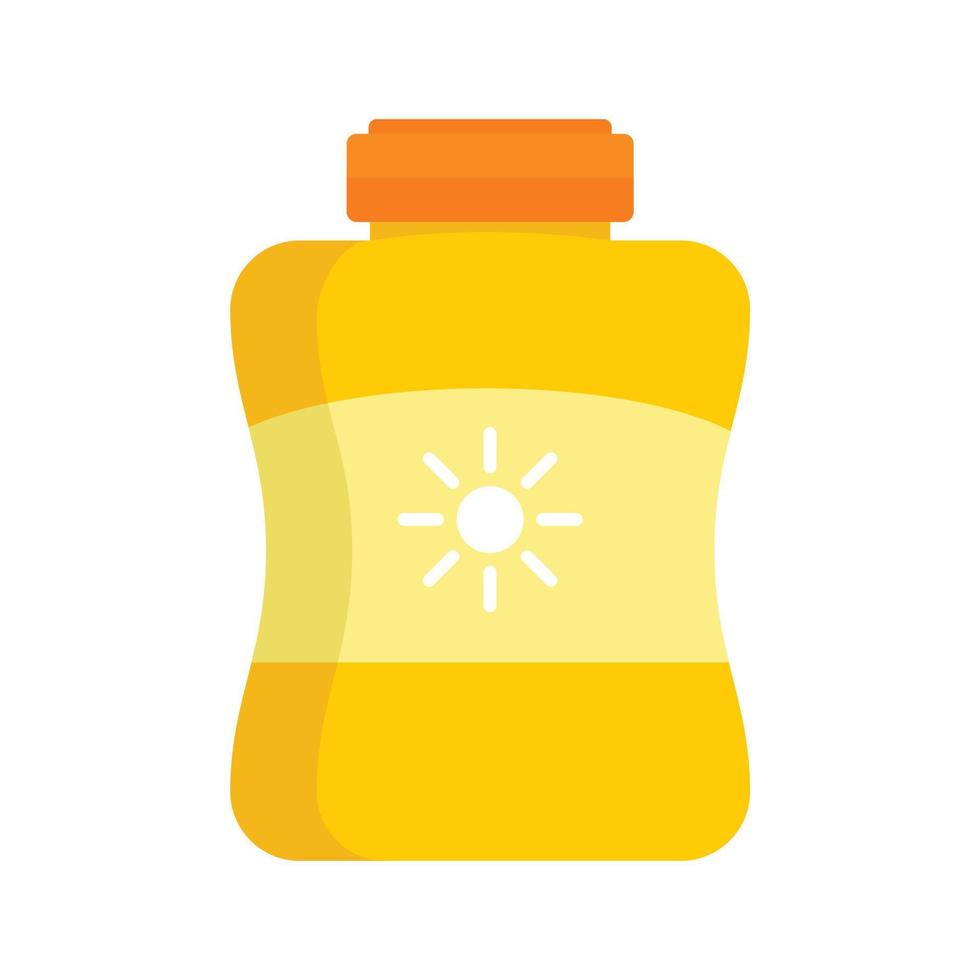 Sun protection cream jar icon, flat style vector