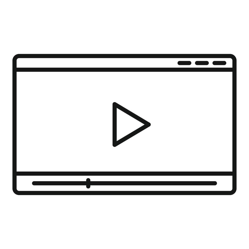 icono de reproductor de video web, estilo de esquema vector