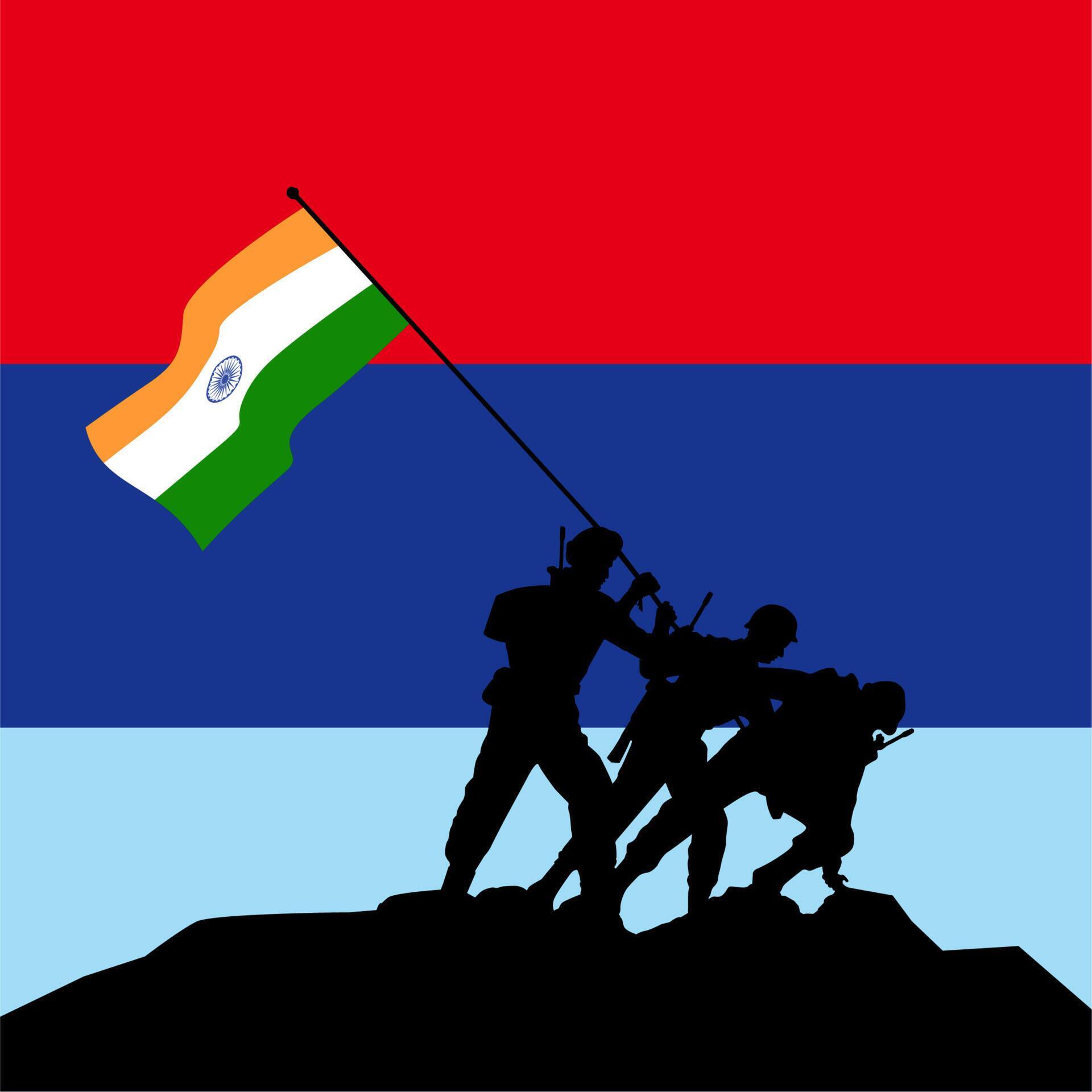 Flag Day of India poster template with military silhouette illustration
