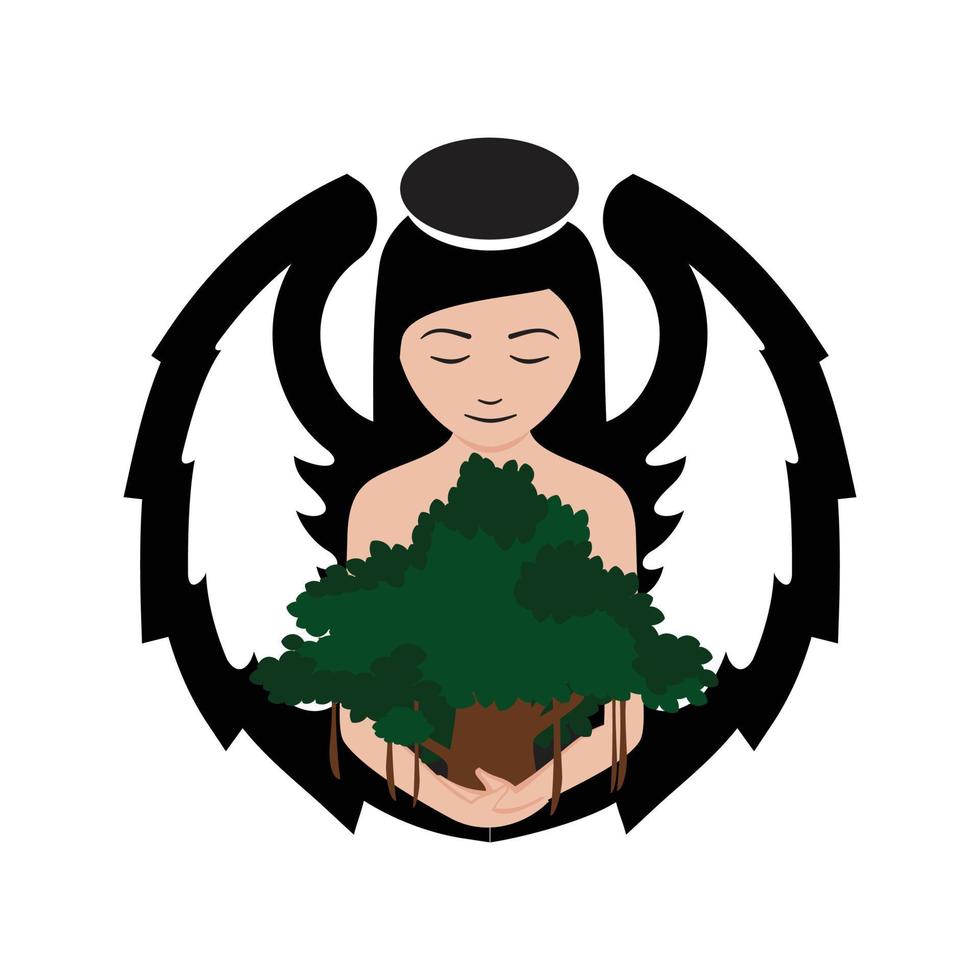 Green tree with children vector illustration