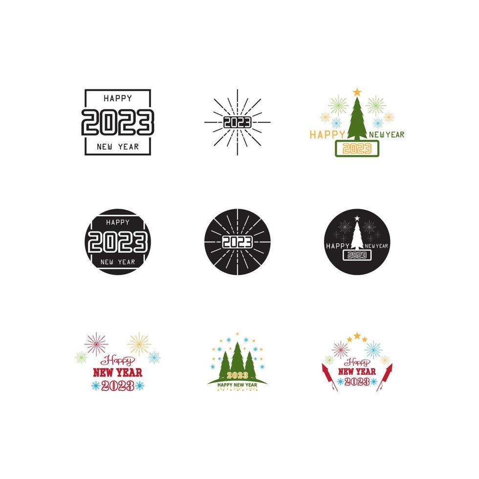 Happy New Year Logo Vector Illustration