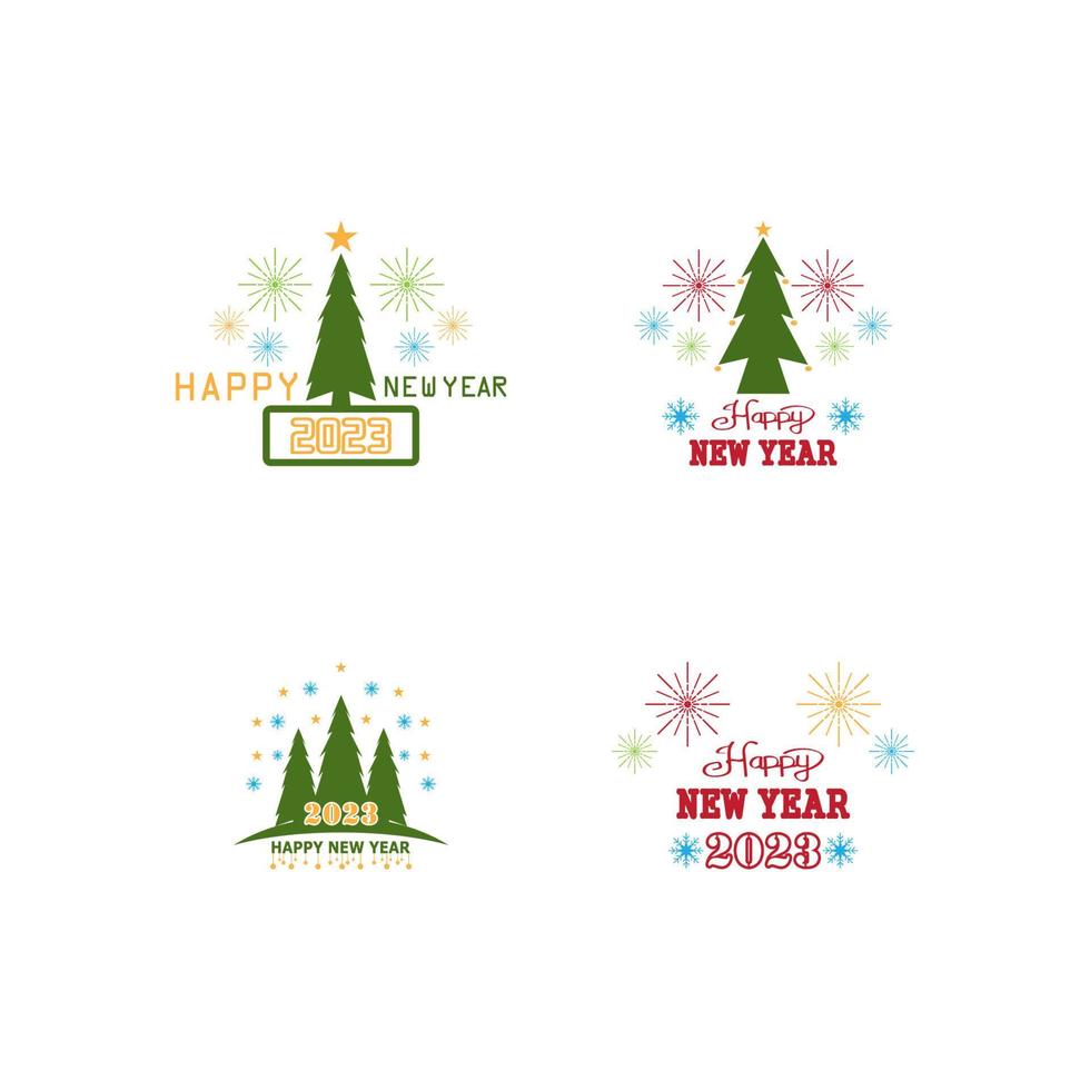 Happy New Year Logo Vector Illustration